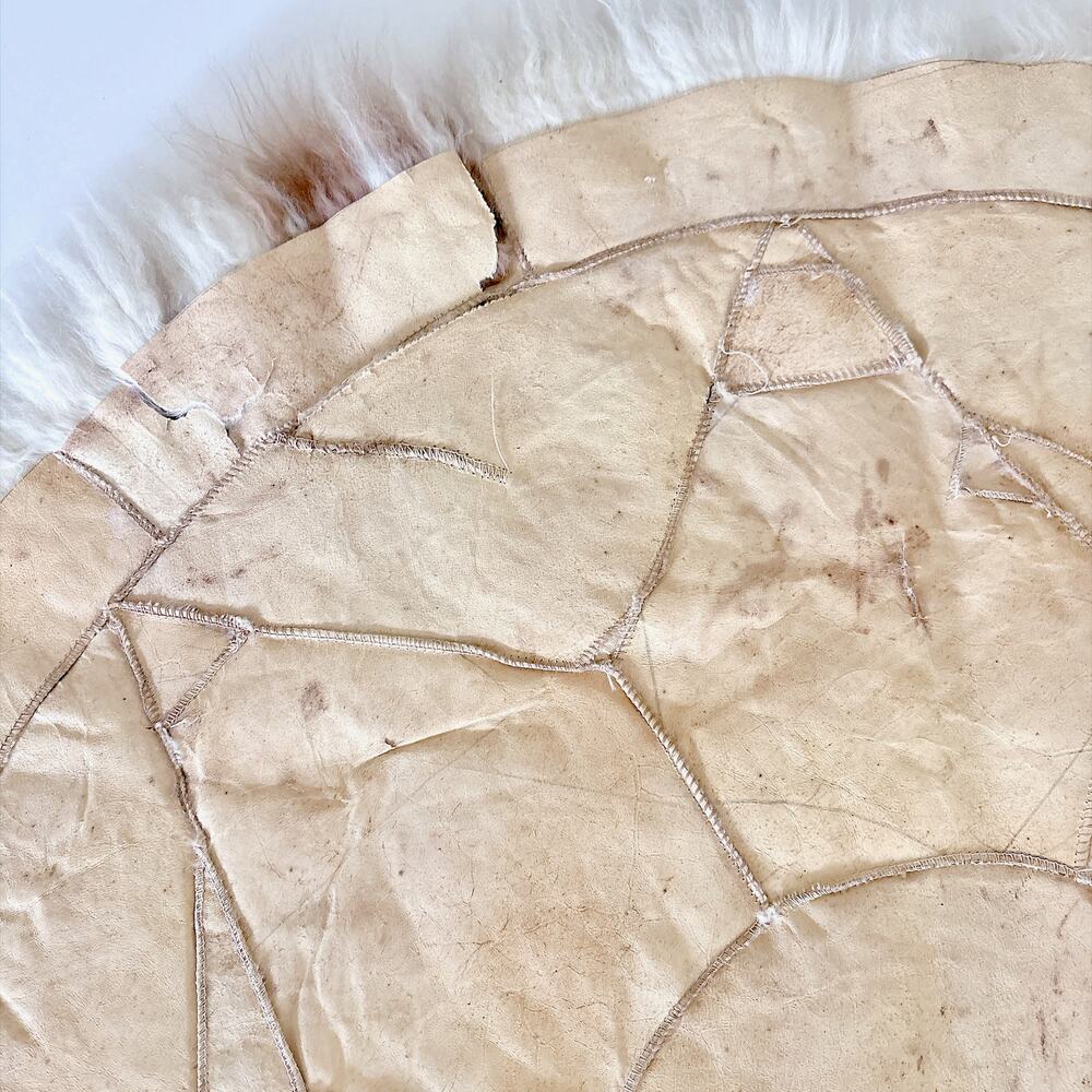 SOUTH AMERICAN ROUND PATCHWORK ALPACA FUR RUG - Picture 8 of 16